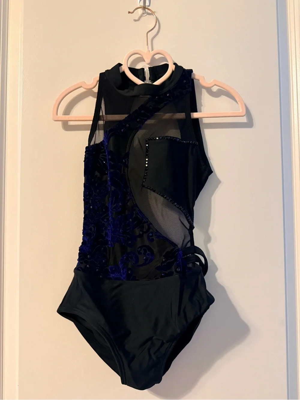 Girls Black and Deep Blue Dance Costume Leotard